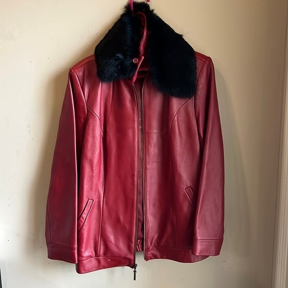 Preston & York Red Lamb Skin Coat